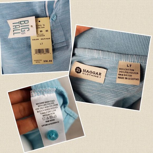 *SOLD* New Haggar Big/Tall LT Delph Blue Polo - Picture 6 of 6